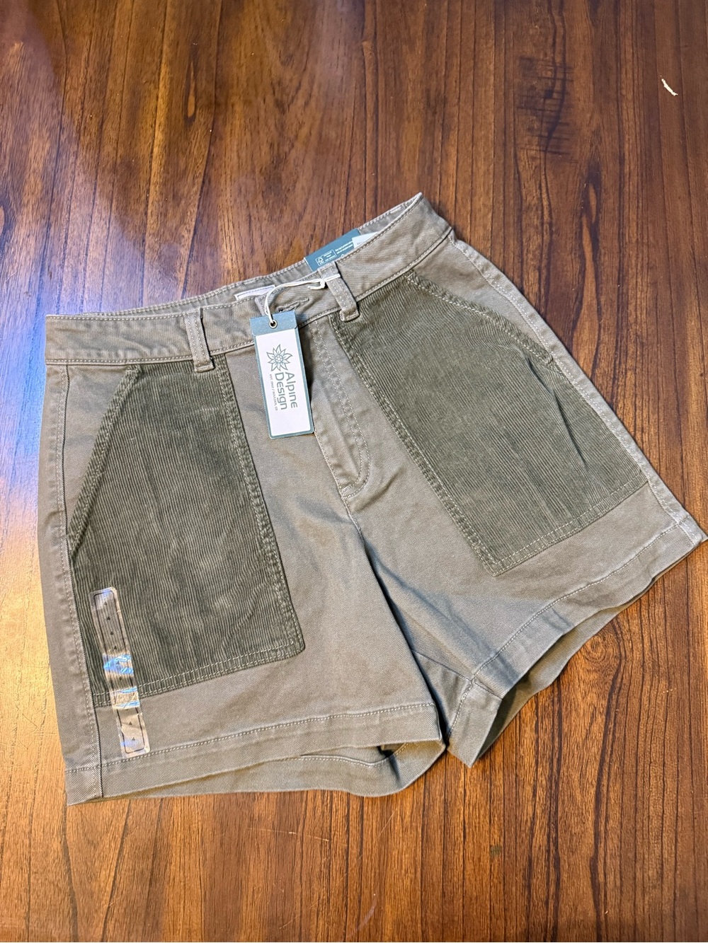 Alpine Design Olive Green Utility Corduroy Patch Women's Shorts